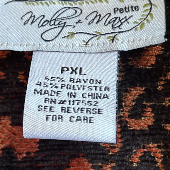 Molly & Maxx Cat Print Blazer Jacket Brown & Black Zip Front Tapestry Size PXL - Picture 3 of 8